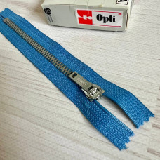 Блискавка металева нероз'ємна Opti, 14 см (блакитна)