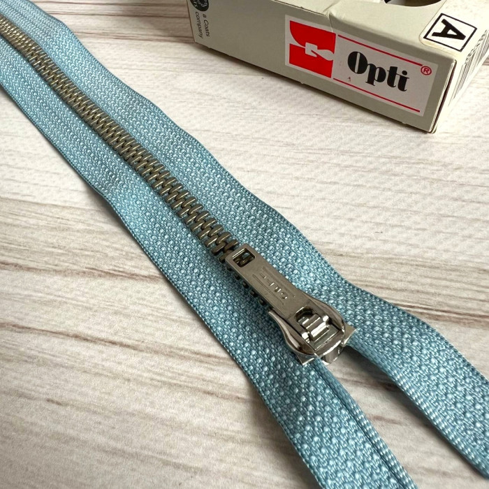 Блискавка металева нероз'ємна Opti, 18 см (блакитна)