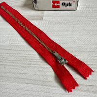 Блискавка металева нероз'ємна Opti, 18 см (червона)