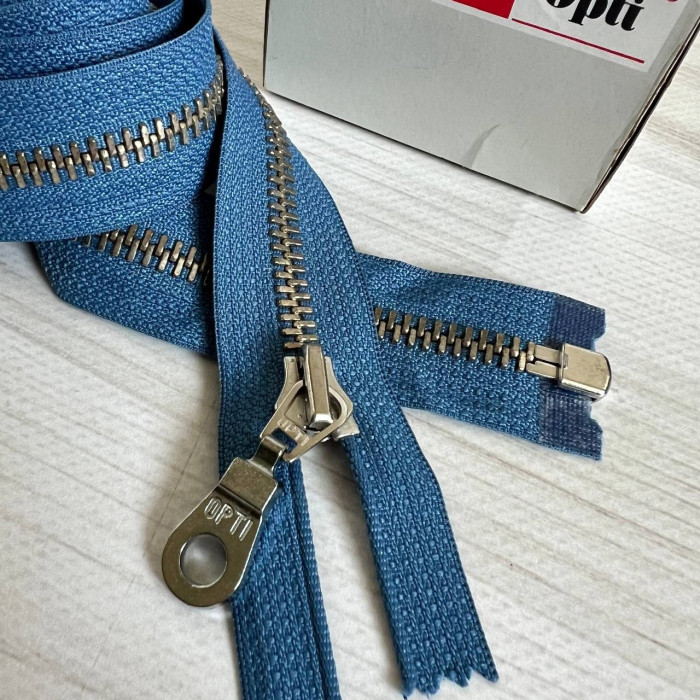 Блискавка металева роз'ємна Opti, 80 см (блакитно-сіра)