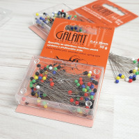 Кравецькі булавки GALANT, зі скляними різнокольоровими голівками, 0,4*35 мм, 10 г