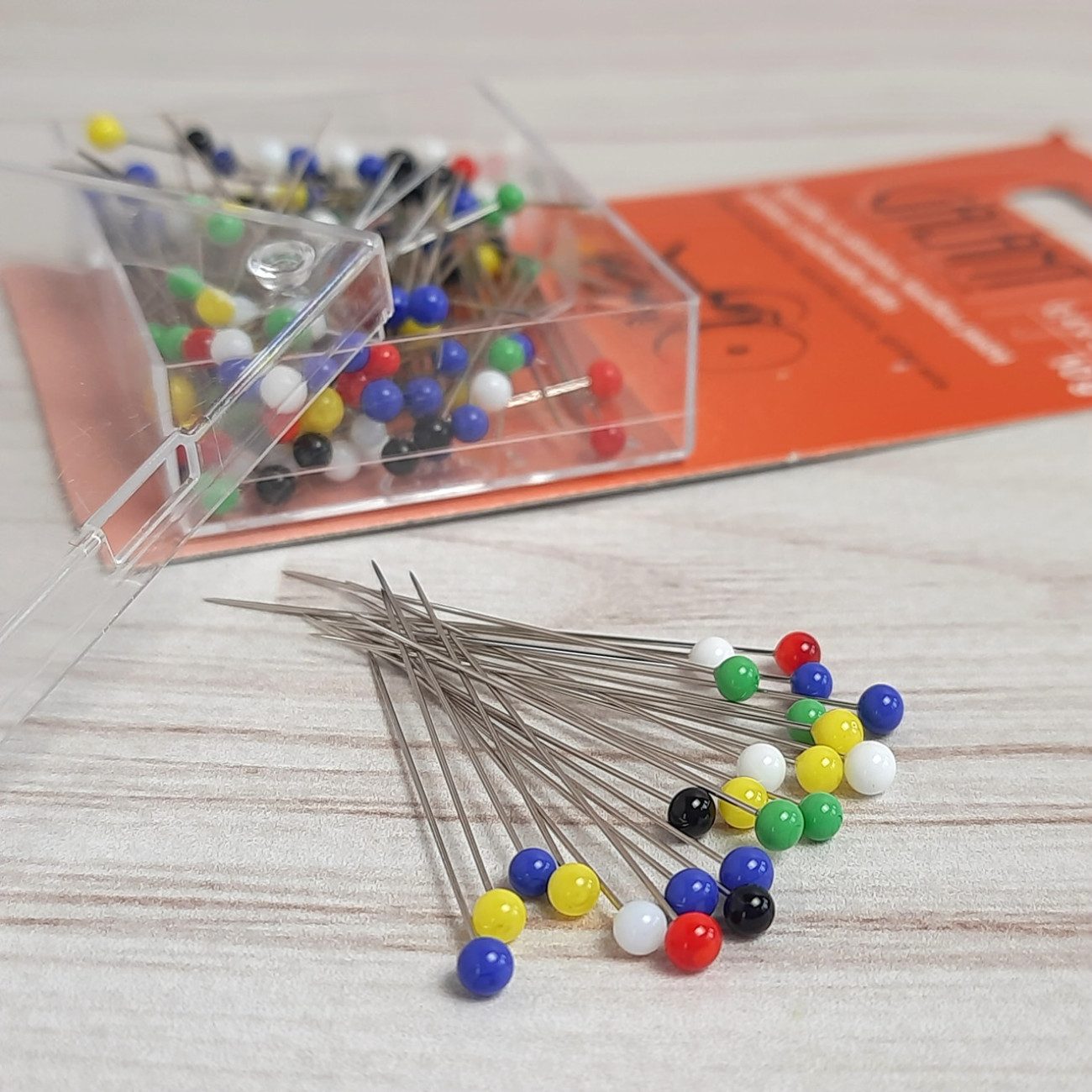 Кравецькі булавки GALANT, зі скляними різнокольоровими голівками, 0,4*35 мм, 10 г