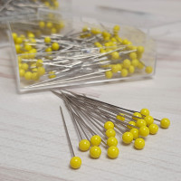 Кравецькі булавки PERFECT, зі скляними жовтими голівками, 0,6*43 мм, 20 г
