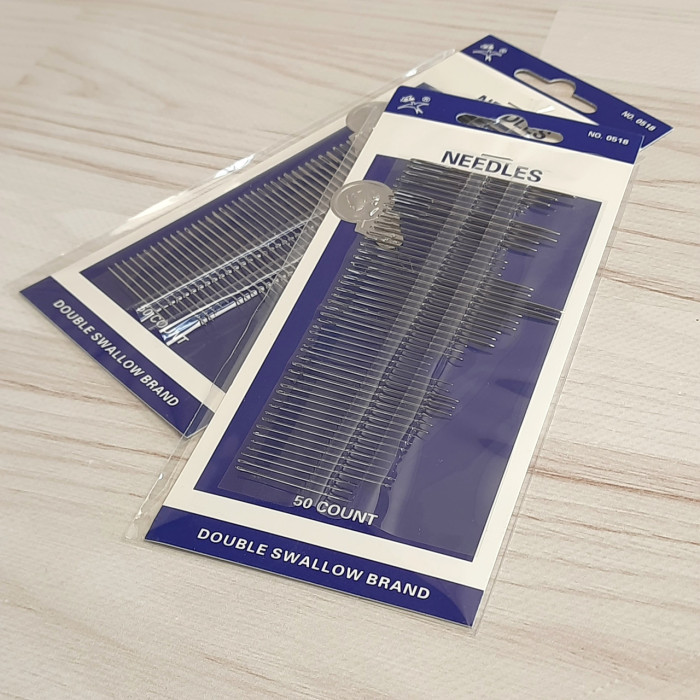 Голки для ручного шиття асорті, набір з нитковтягувачем (50шт)