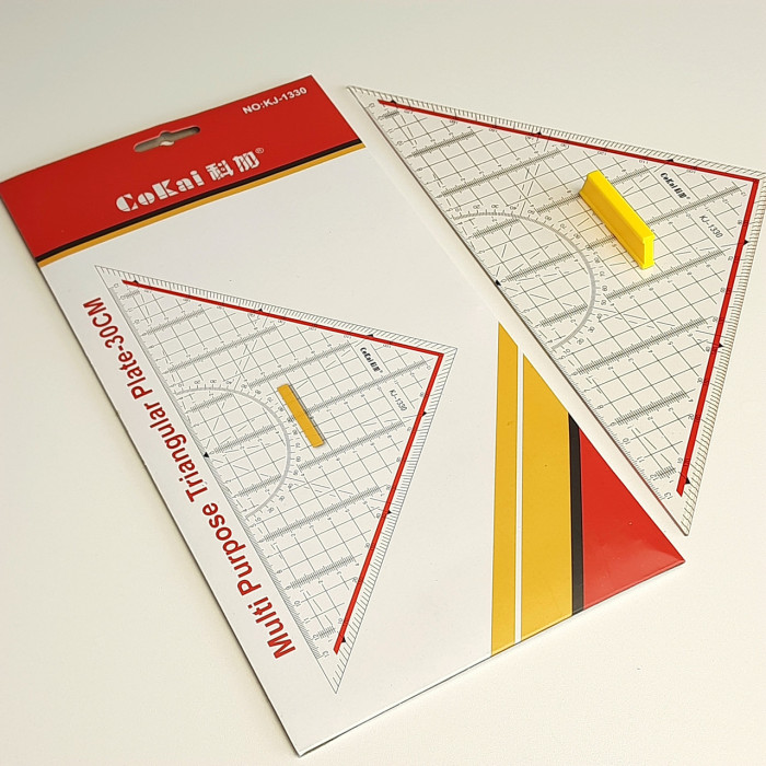 Лінійка трикутник з жовтою ручкою KJ-1330