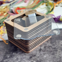 Дерев'яна скринька для рукоділля квадратна з прозорою кришкою