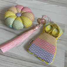 Вінтажний набір Needle Craft (ножиці, чохол для ножиць, гольниця гарбузик)