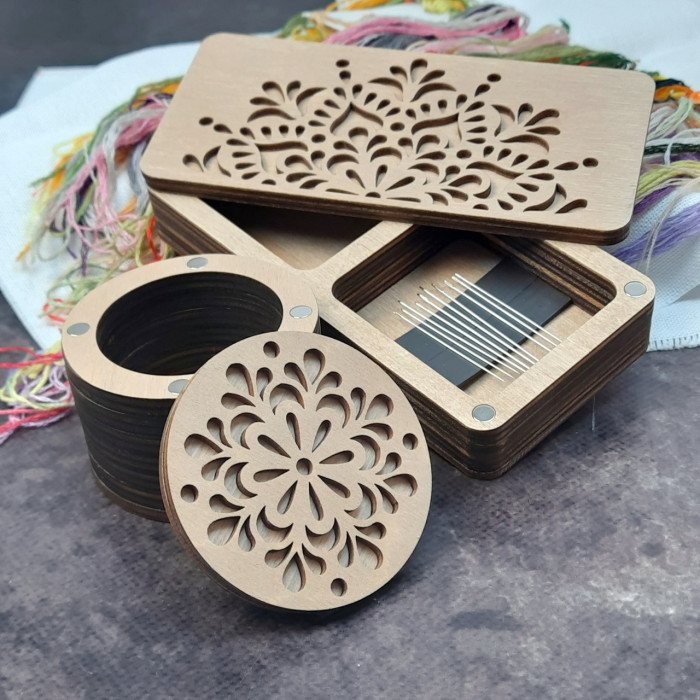 Подарунковий рукодільний набір №1 (прямокутний органайзер з голками та кругла скринька)