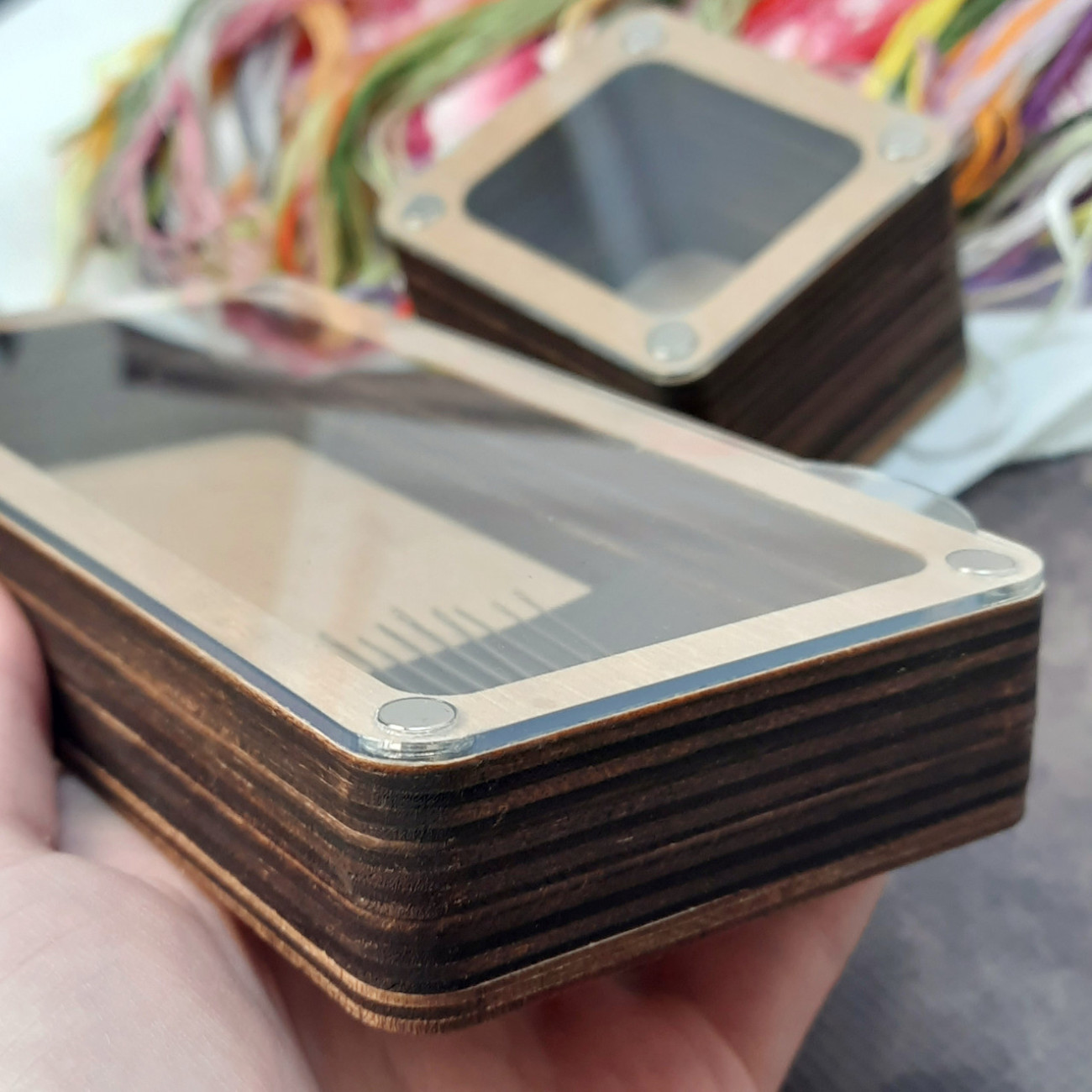 Подарунковий рукодільний набір №3 (скринька квадратна та прямокутна з голками та прозорими кришками)