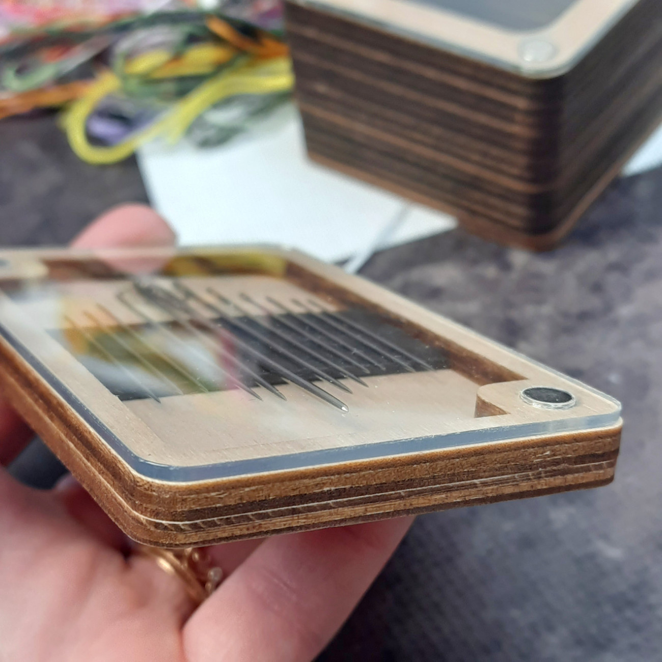 Подарунковий рукодільний набір №5 (скринька квадратна та прямокутна гольниця з голками та прозорими кришками)