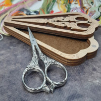 Скринька для ножиць та ножиці вінтажні Європейські (срібло)