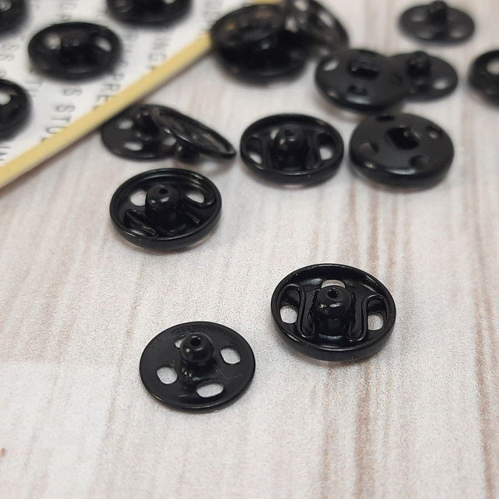 Набір кнопок пришивних металевих 10 мм чорних (12шт)