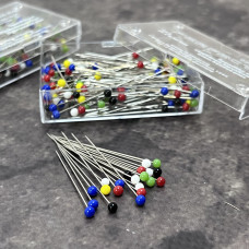 Кравецькі булавки PERFECT, зі скляними різнокольоровими голівками, 0,5*35 мм, 10 г