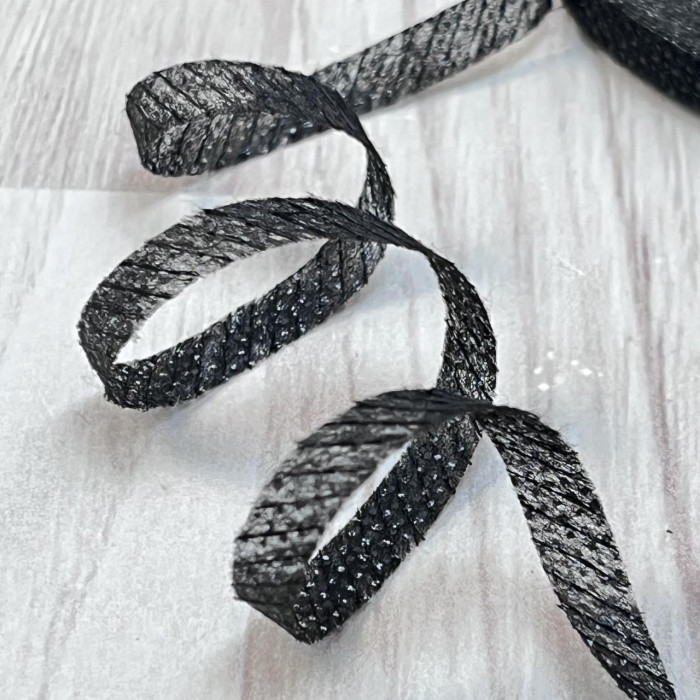 Тасьма клейова ниткопрошивна по косій 6мм, чорна