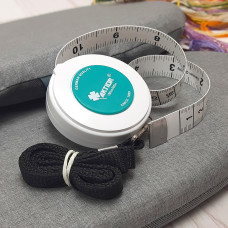 Рулетка, сантиметр кравецький, 150 см, біла з м'ятною серединкою