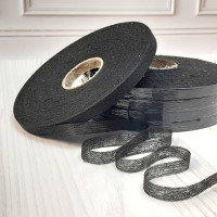 Тасьма ниткопрошивна клейова дольова, 10 мм, чорна ,моток  100м