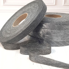 Тасьма ниткопрошивна клейова дольова, 15 мм, сіра ,моток 100м