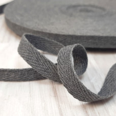 Тасьма кіперна 1 см, темно-сірий меланж