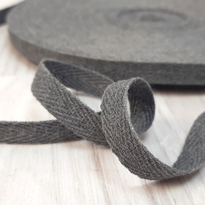 Тасьма кіперна 1 см, темно-сірий меланж