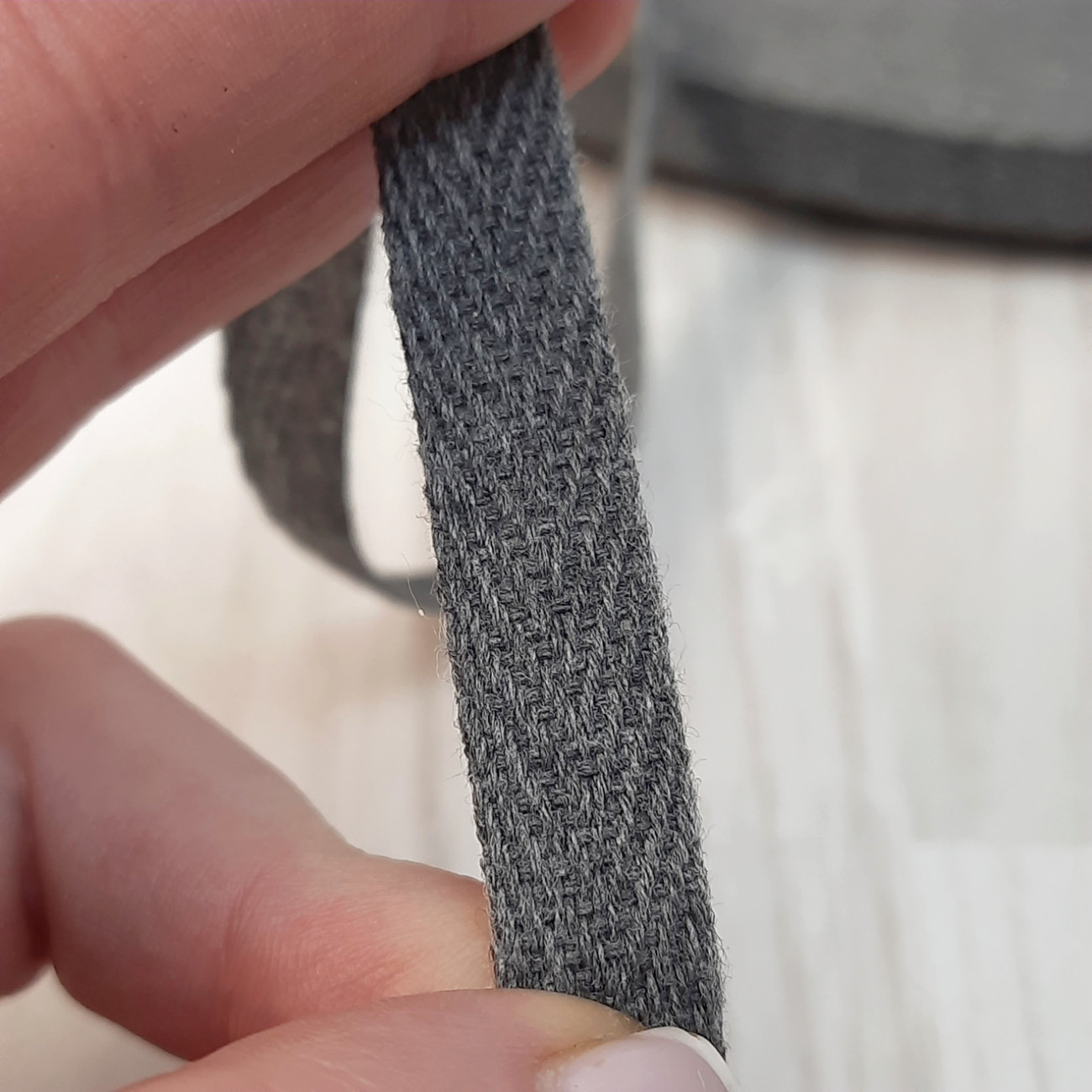 Тасьма кіперна 1 см, темно-сірий меланж