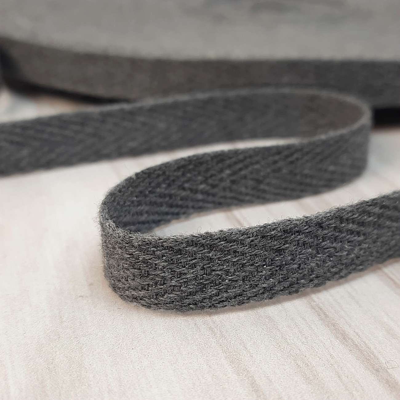 Тасьма кіперна 1 см, темно-сірий меланж