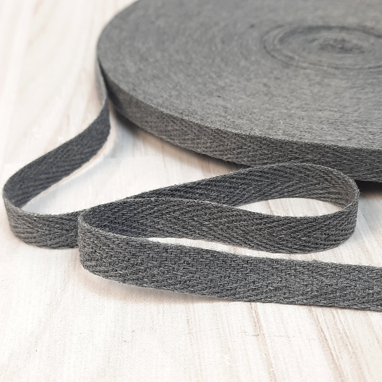 Тасьма кіперна 1 см, темно-сірий меланж