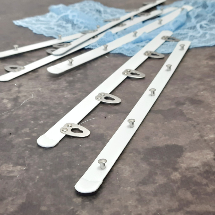 Бюск корсетний білий, 25 см, 5 застібок