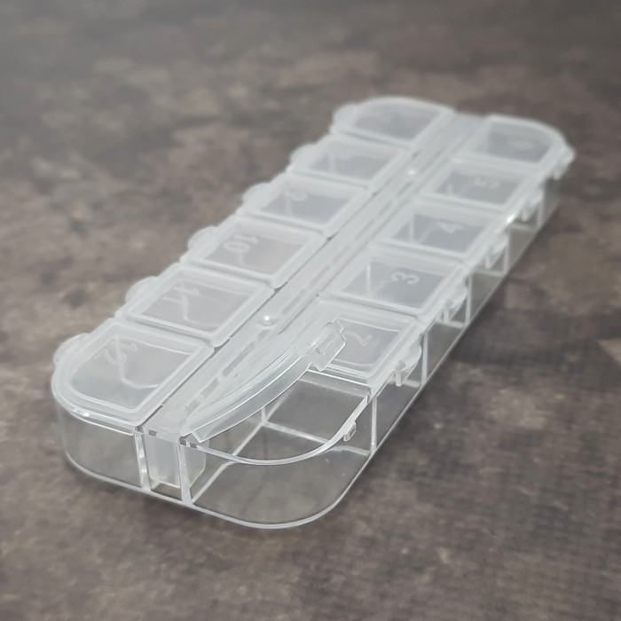 Органайзер для дрібниць, з пронумерованими комірками (12 шт), прозорий