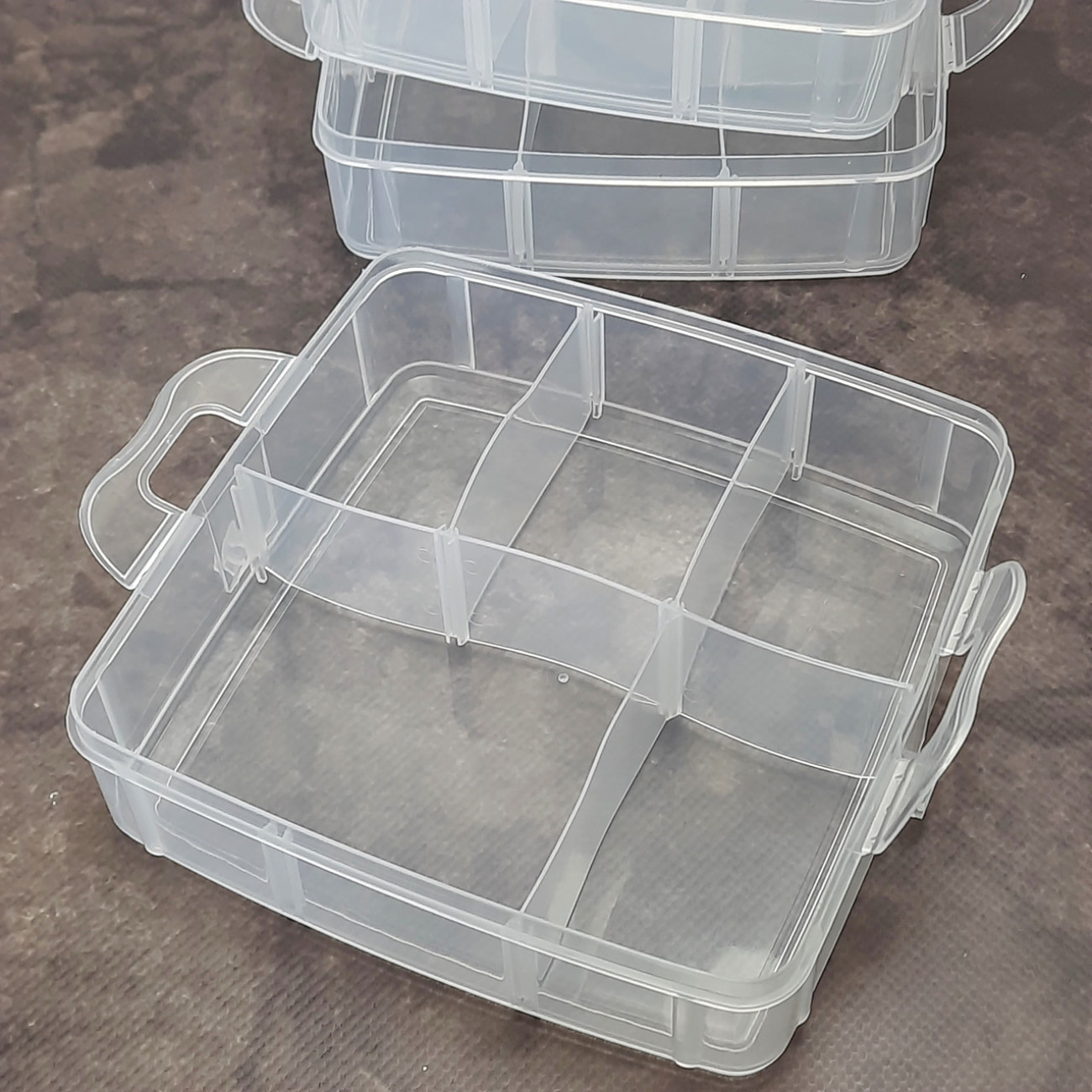 Бокс з ручкою на 3 яруси, прозорий