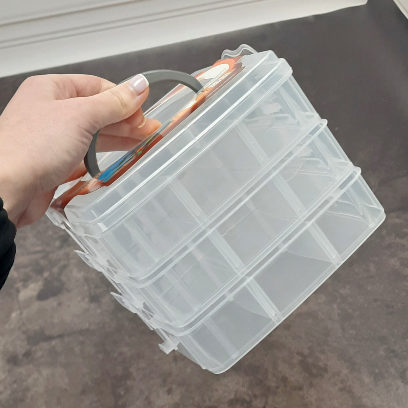 Бокс з ручкою на 3 яруси, прозорий