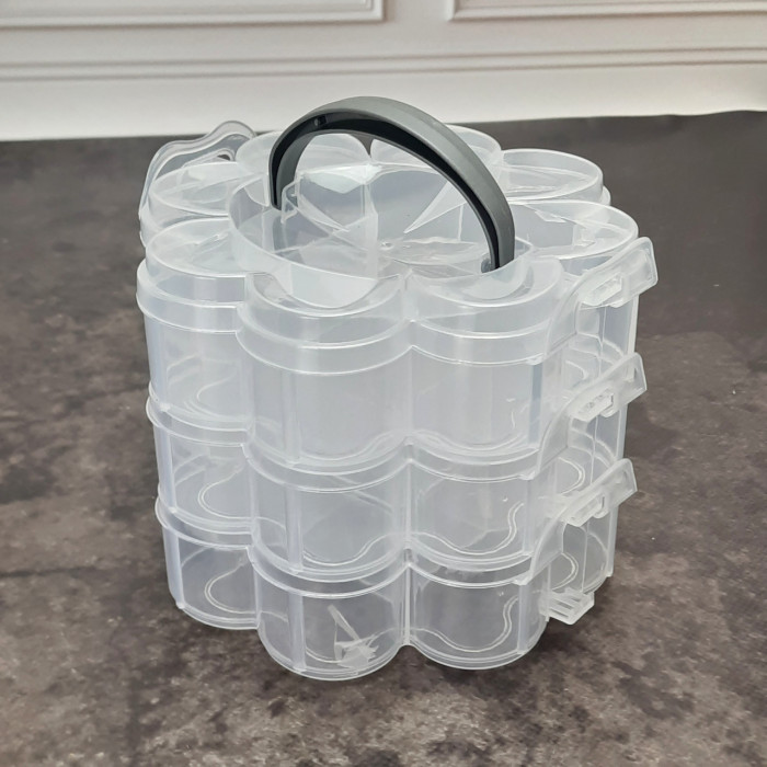 Бокс з ручкою на 3 яруси у формі квітки, прозорий