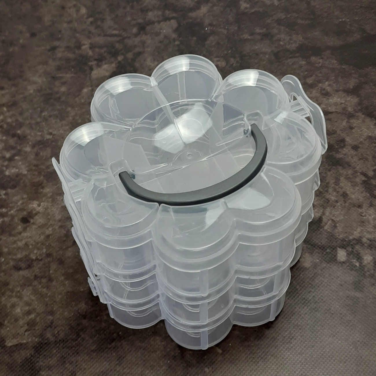 Бокс з ручкою на 3 яруси у формі квітки, прозорий