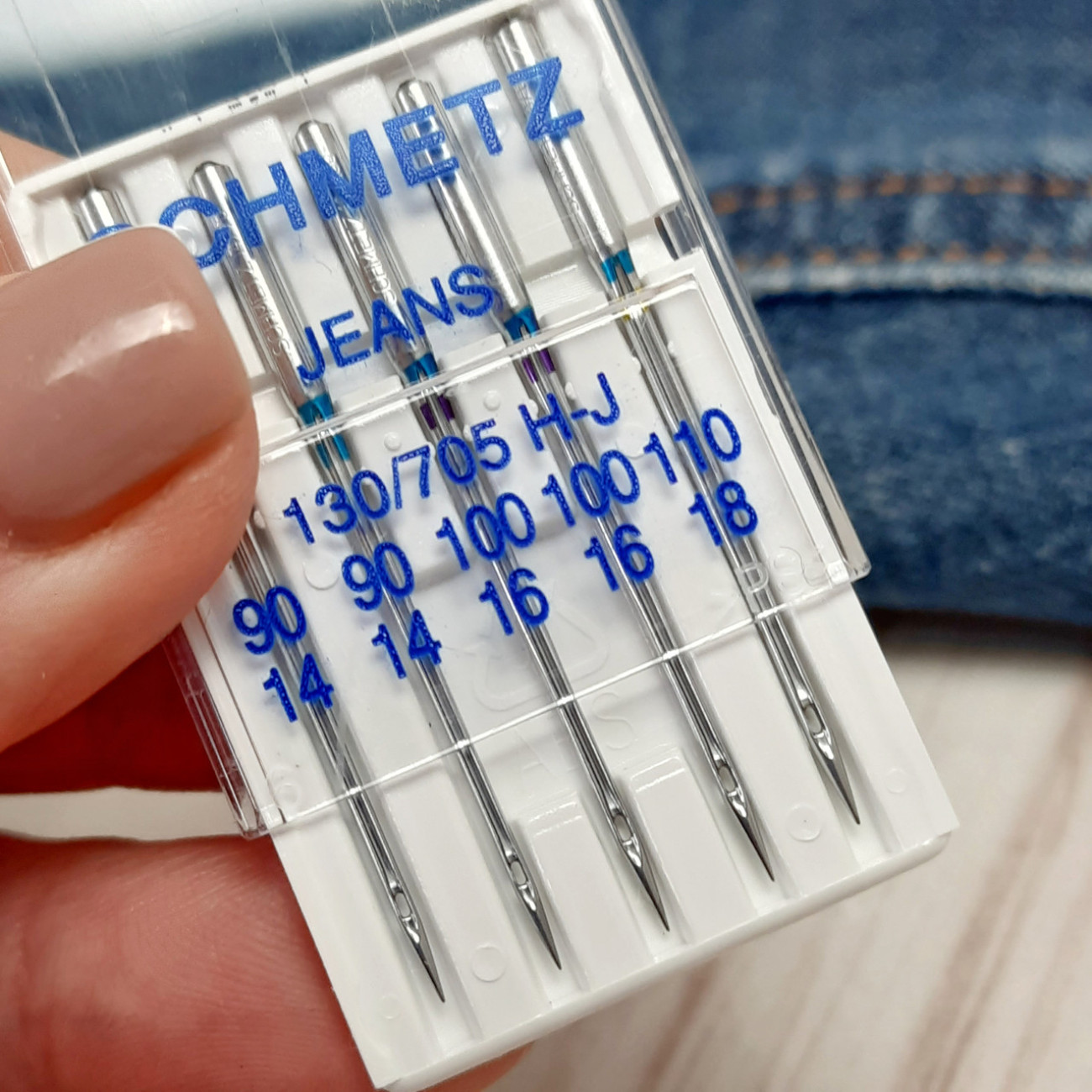 Голки Schmetz Jeans, MIX: 90(2), 100(2), 110(1)