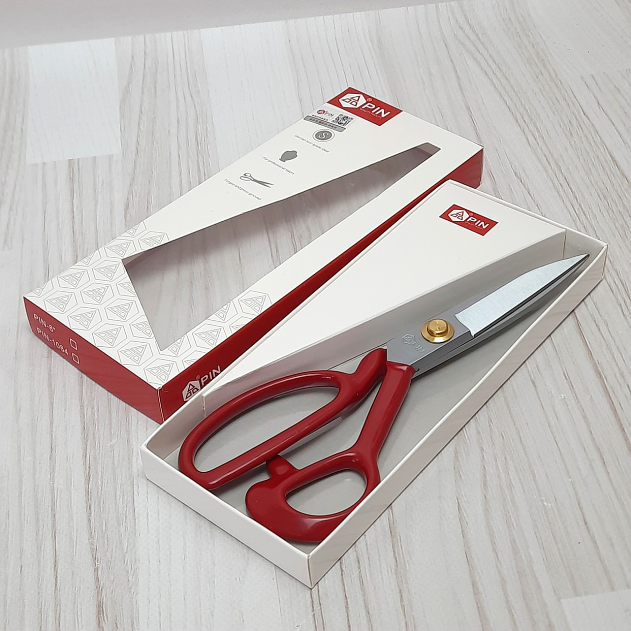 Ножиці кравецькі PIN-1084 (8 дюймів) з червоними ручками