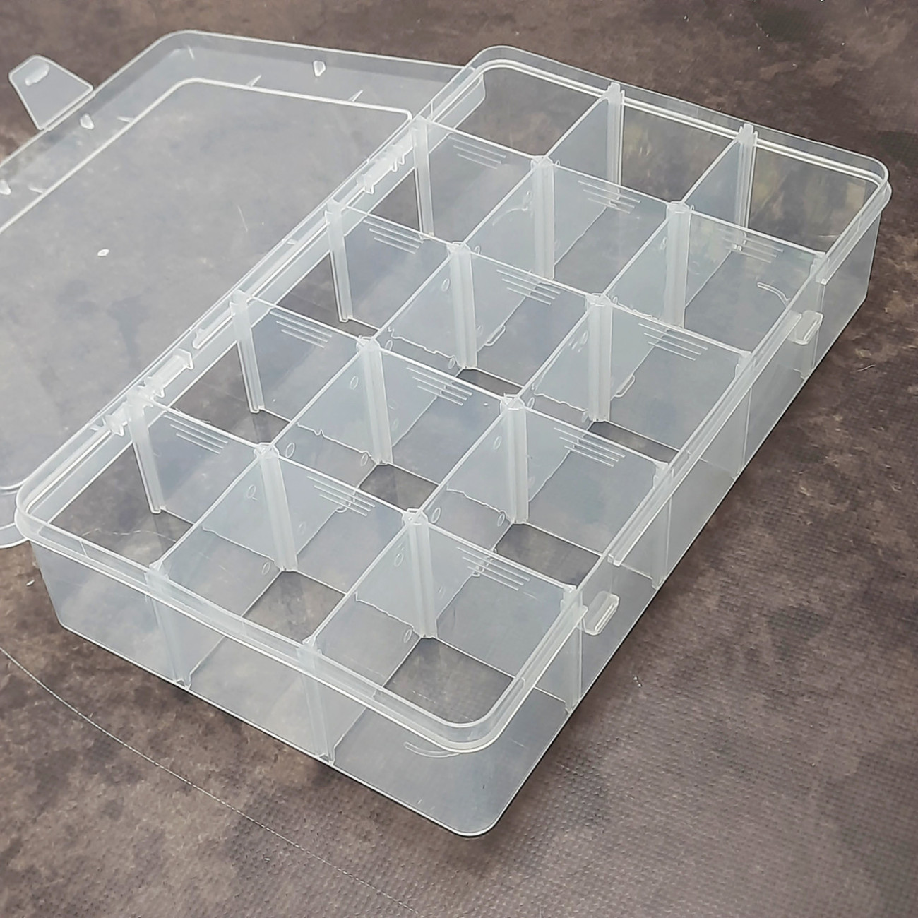 Органайзер - бокс  з комірками великий (15 шт), прозорий