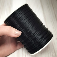 Шнур корсетний 3 мм, чорний, моток 90 м