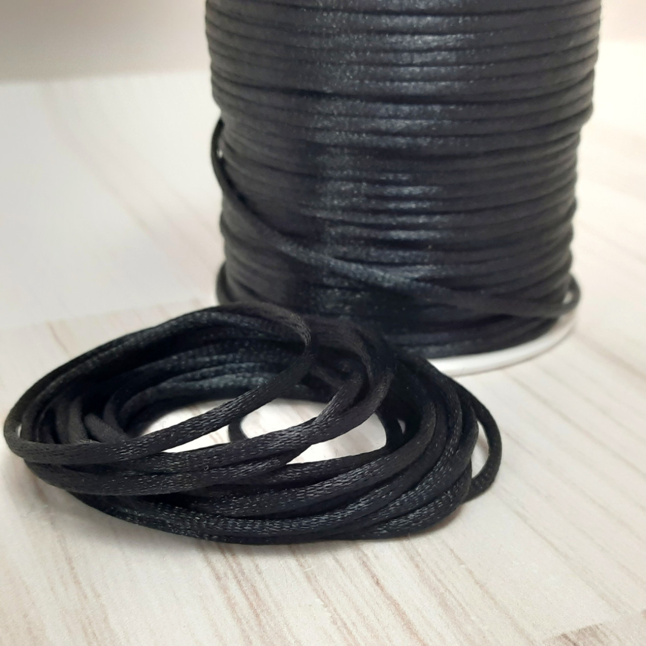 Шнур корсетний 3 мм, чорний, моток 90 м
