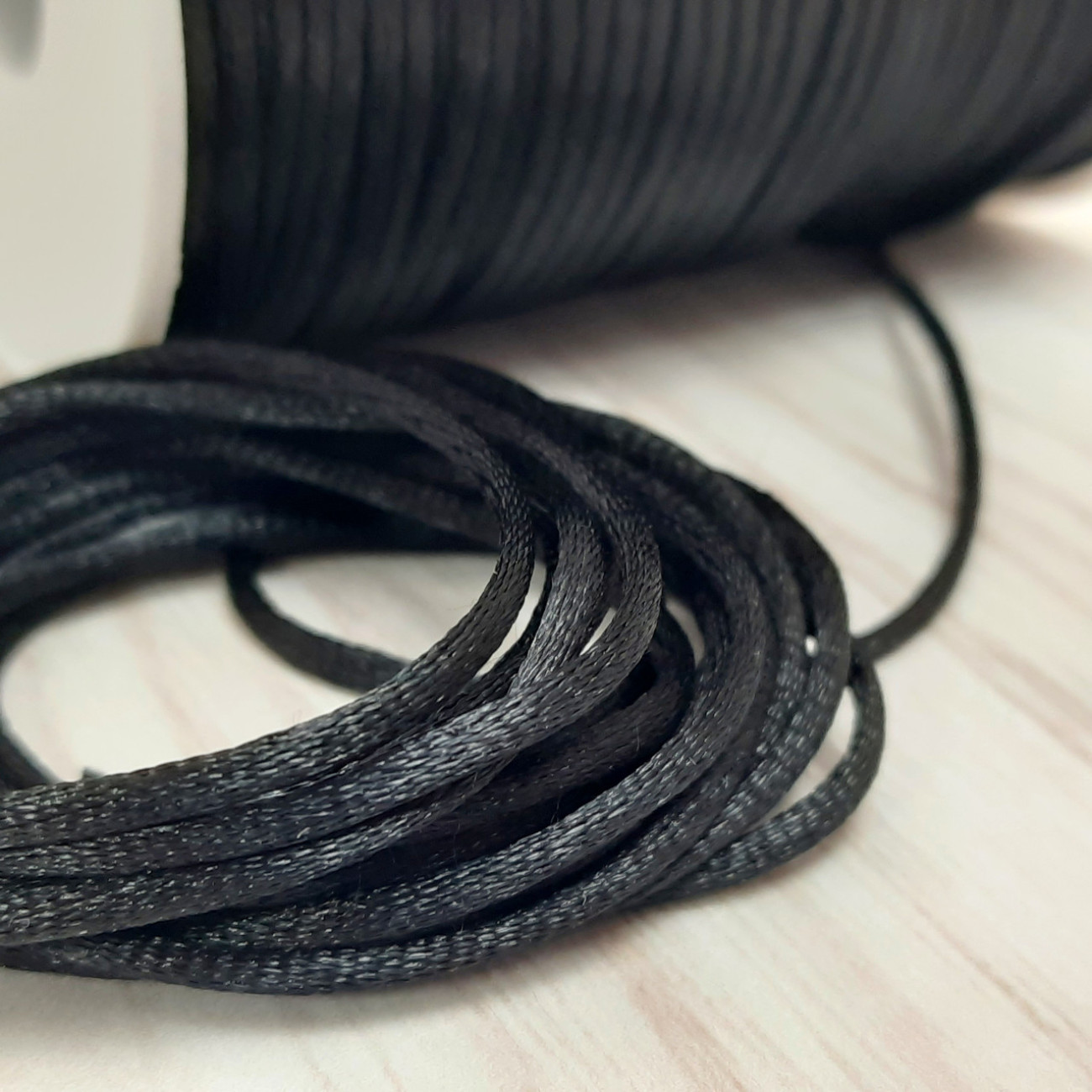 Шнур корсетний 3 мм, чорний, моток 90 м