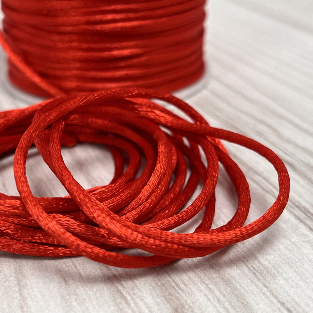 Шнур корсетний 3 мм, червоний, моток 90 м