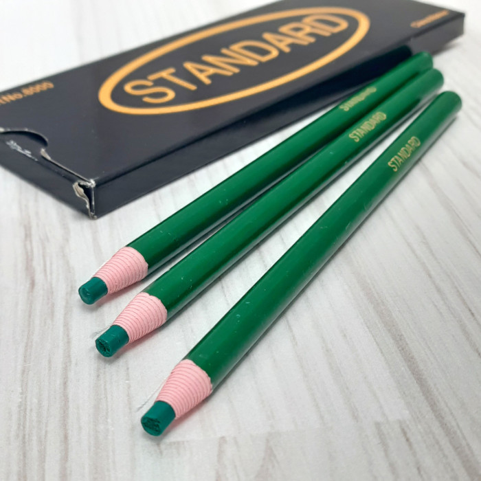 Олівець Standart для розмітки на тканині зелений, самозаточувальний (водозмивний)