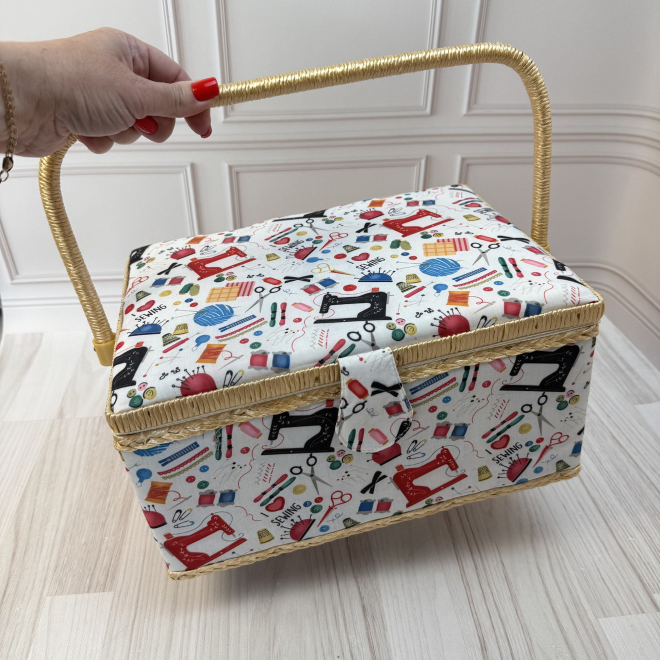 Скринька для рукоділля зі швейним малюнком, розмір L