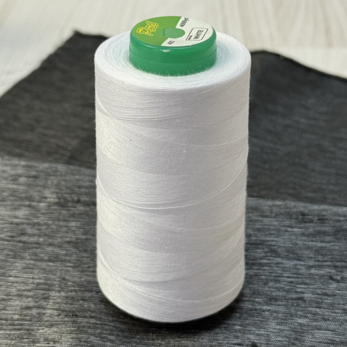 Нитки бобіна 4000 ярдів, білі — міцні швейні нитки для машинки, оверлока та рукоділля