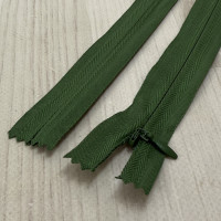 Блискавка потайна 18 см, темно-оливкова — прихована застібка для суконь, спідниць, блузок