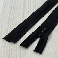 Блискавка потайна 18 см, чорна — прихована застібка для суконь, спідниць, блузок