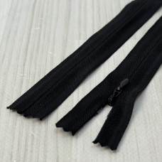 Блискавка потайна 18 см, чорна — прихована застібка для суконь, спідниць, блузок