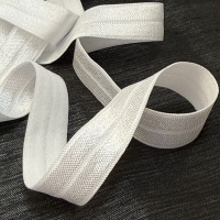 Стрейчева бейка (пополамка) 1,5 см, біла — еластична тасьма для обробки зрізів і шиття