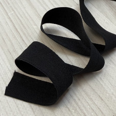 Стрейчева бейка (пополамка) матова 2 см, чорна — еластична тасьма для обробки зрізів і шиття