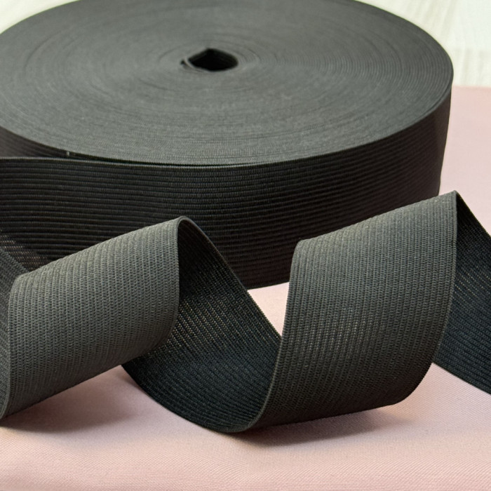 Резинка для поясу 4 см чорна — еластична тасьма для одягу, шиття та рукоділля