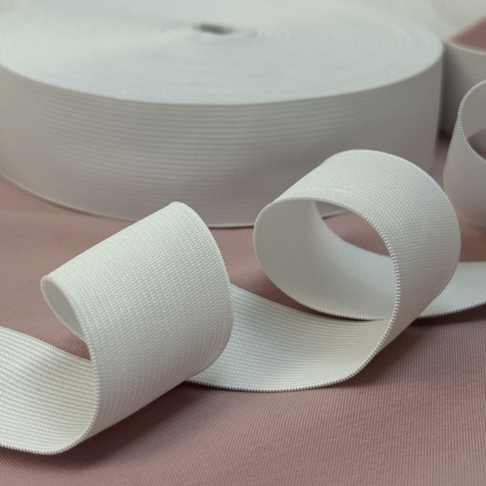 Резинка для поясу 4 см біла — еластична тасьма для одягу, шиття та рукоділля