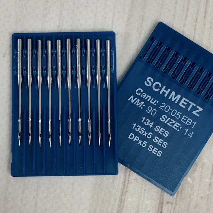 Голки Schmetz 134SES (DPx5 SES) №90 з товстою колбою для трикотажних та еластичних тканин для промислових машин
